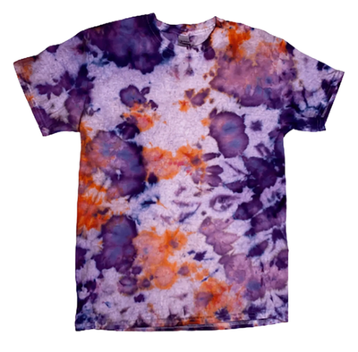 Purple Orange Ice-Dye T-Shirt - Wearable Art Hand-Crafted Unisex