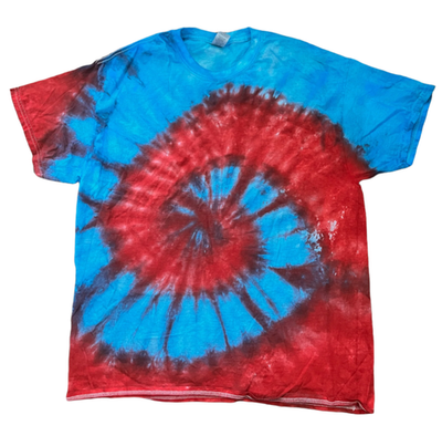 Fire & Ice Tie-Dye T-Shirt - Red Blue Spiral Hand-Dyed Cotton Tee