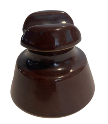 Vintage Brown 3" Telephone Pole Insulator - Antique Glass Collectible