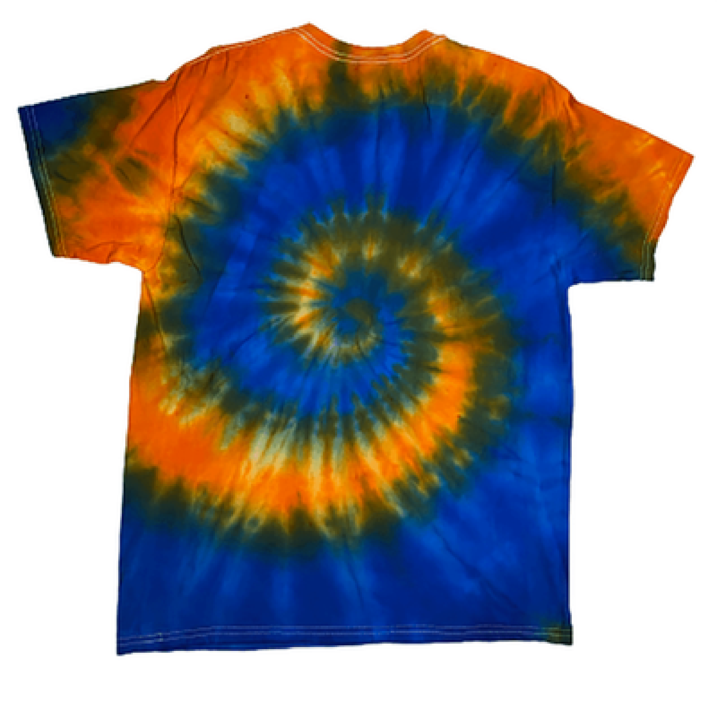 Fire & Ice Spiral Tie-Dye T-Shirt Orange & Blue - Hand-Dyed Athens Ohio Cotton Tee