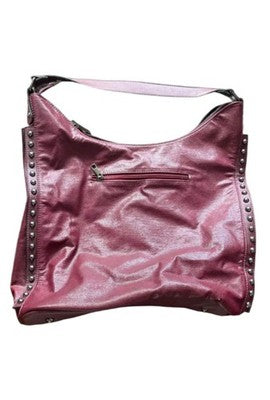 Mello World Metallic Maroon Studded Hobo Bag - Vegan Leather Purse
