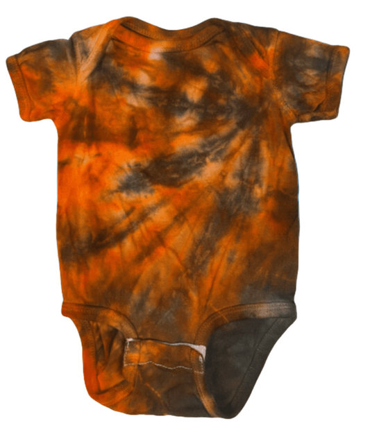 Little Pumpkin Tie-Dye Baby Bodysuit - Orange & Black Halloween Onesie
