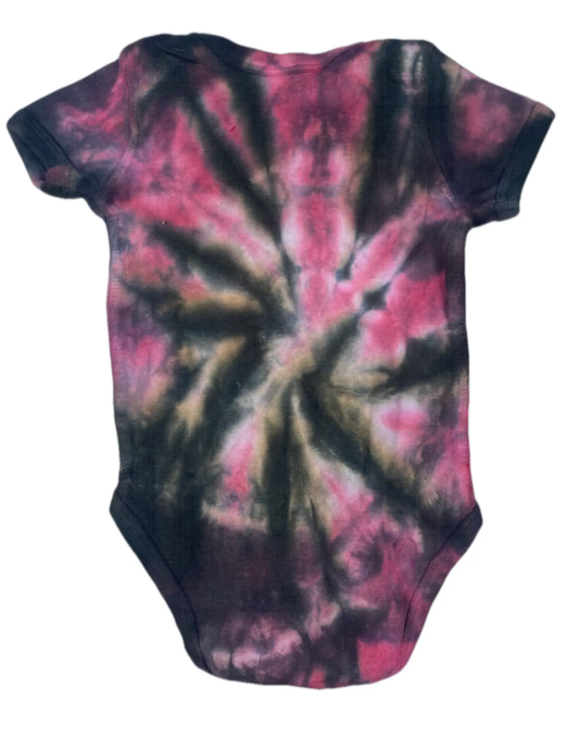 Dusty Rose & Brown Tie-Dye Baby Bodysuit - Boho Hand-Dyed Cotton Infant Onesie