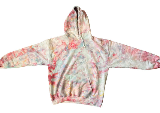 White, Pink and Blue Hoodie - Comfortable Tri-Color Pullover