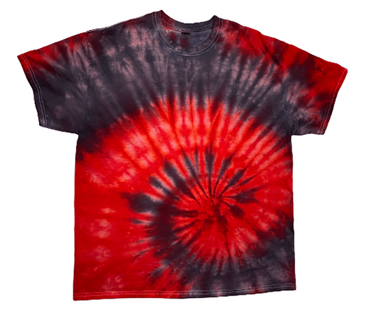Crimson Red & Black Vortex Tie-Dye T-Shirt - Hypnotic Spiral Alternative Tee