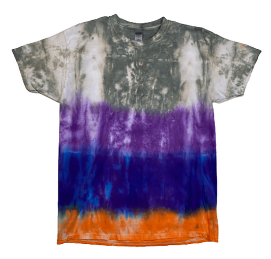 Stormy Sunset Striped Tie-Dye T-Shirt - Hand-Dyed Cotton Unisex