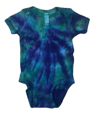 Peacock Blue Green Tie-Dye Infant One Piece - Baby Bodysuit Hand-Dyed