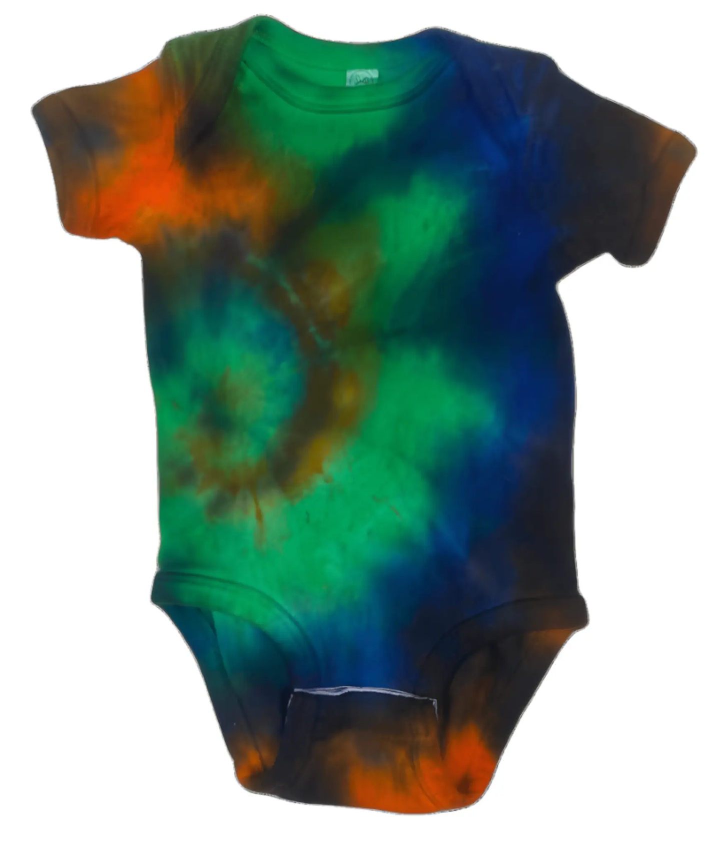 Little Explorer Earthy Tie-Dye Baby Bodysuit - Green Blue Orange Hand-Dyed Onesie