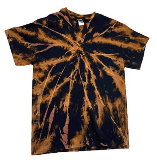 Dying Star Reverse Tie-Dye T-Shirt - Cosmic Supernova Orange Purple Black Design