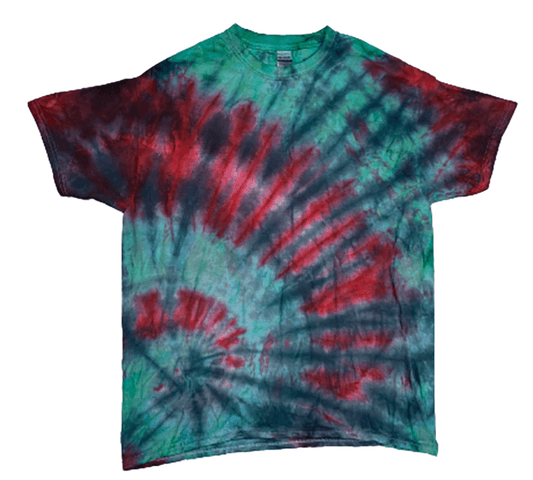 Mystic Forest Spiral Tie-Dye T-Shirt - Green Brown Hand-Dyed Cotton Tee