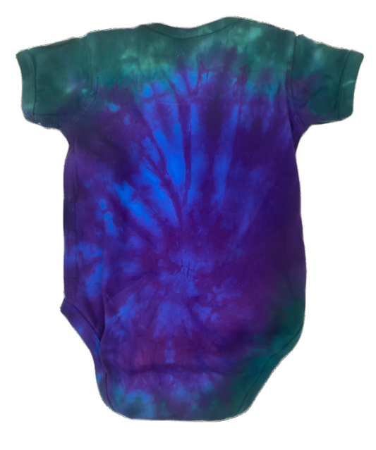 Handmade Tie-Dye Baby Bodysuit - Purple Blue Green Burst Hand-Dyed Onesie