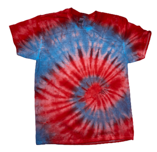 Fire & Ice Spiral Tie-Dye T-Shirt Red & Blue - Hand-Dyed Vortex Cotton Tee