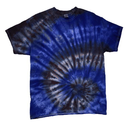 Storm Tie-Dye T-Shirt Blue Black Gray - Electric Spiral Hand-Dyed Cotton Tee