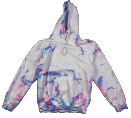 Cotton Candy Crush Tie-Dye Hoodie - Pink Blue White Unisex Hand-Dyed