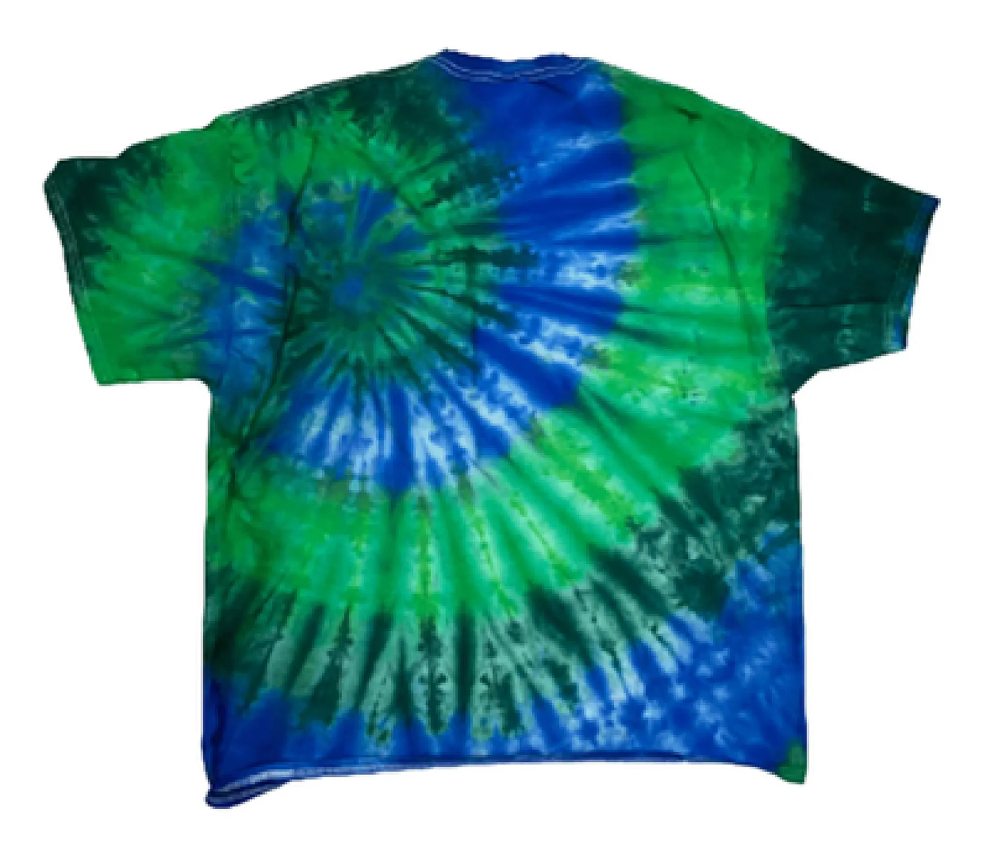 Emerald Green & Sapphire Blue Tie-Dye T-Shirt - Jewel Tone Fan Pattern Hand-Dyed Tee
