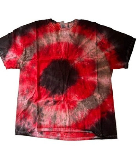 Black Hole Sun Tie-Dye T-Shirt - Bullseye Pattern Red & Black Hand-Dyed Tee