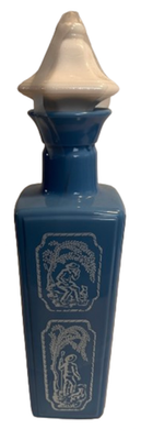 Vintage 1965 Jim Beam Shepherd Cameo Blue Milk Glass Decanter - Collectible Whiskey Bottle
