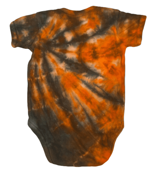 Little Pumpkin Tie-Dye Baby Bodysuit - Orange & Black Halloween Onesie