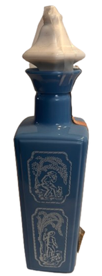 Vintage 1965 Jim Beam Shepherd Cameo Blue Milk Glass Decanter - Collectible Whiskey Bottle