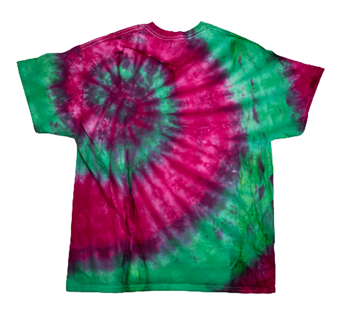 Pink Green Spiral Tie-Dye T-Shirt - Hand-Dyed Retro Psychedelic Tee