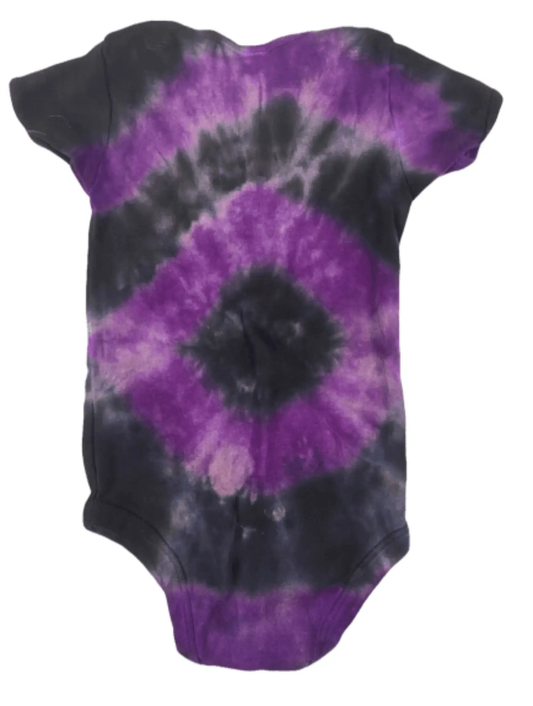 Amethyst Purple & Black Tie-Dye Baby Bodysuit - Hand-Dyed Cotton Infant Onesie