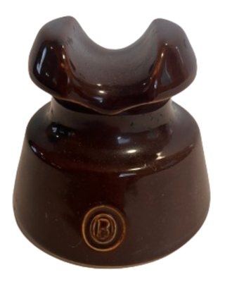 Vintage Brown 3" Telephone Pole Insulator - Antique Glass Collectible