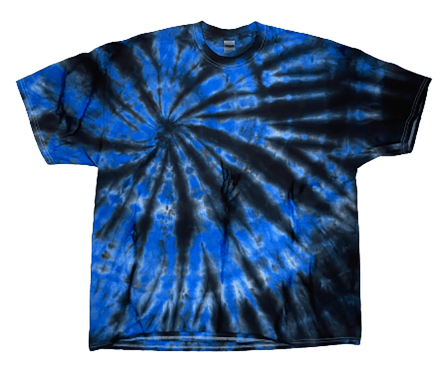 Blue Lightning Tie-Dye T-Shirt - Electric Blue & Black Spiral Hand-Dyed Tee