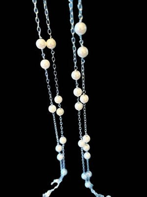 Lia Sophia High Tea Pearl Necklace Double Strand Silver Tone - New in Box