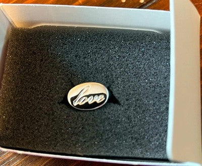 Lia Sophia Amour Love Script Ring Silver Tone - Romantic Sentimental Jewelry