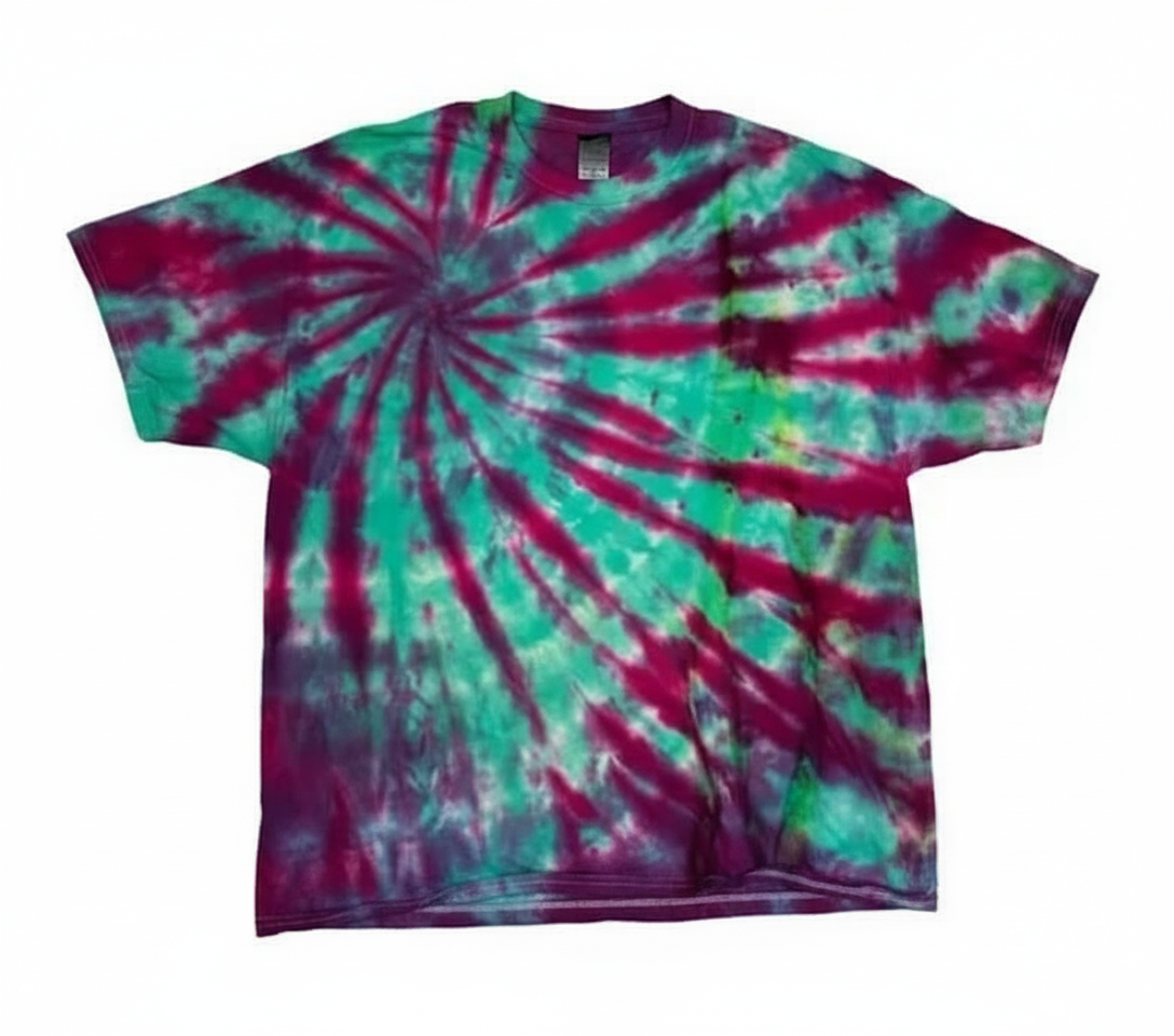 Watermelon Tourmaline Spiral Tie-Dye T-Shirt - Vibrant Psychedelic Design