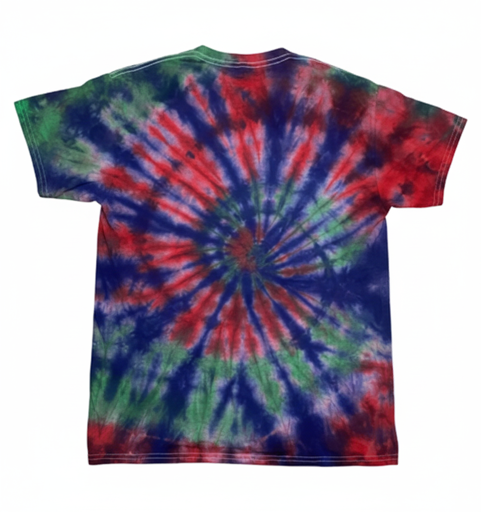 Red Blue Green Classic Tie-Dye T-Shirt - Retro Psychedelic Cotton Tee