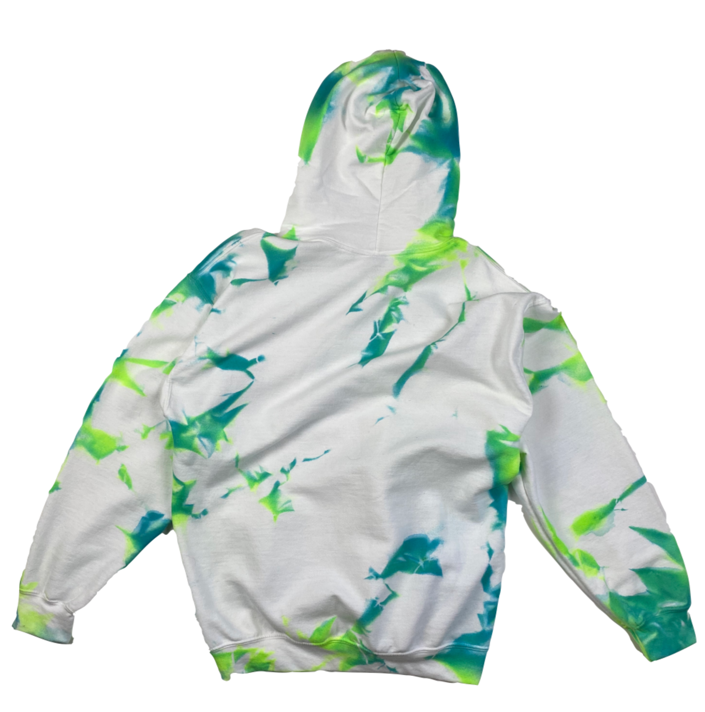 Glow Up Tie-Dye Hoodie - Electric Green Teal White Unisex