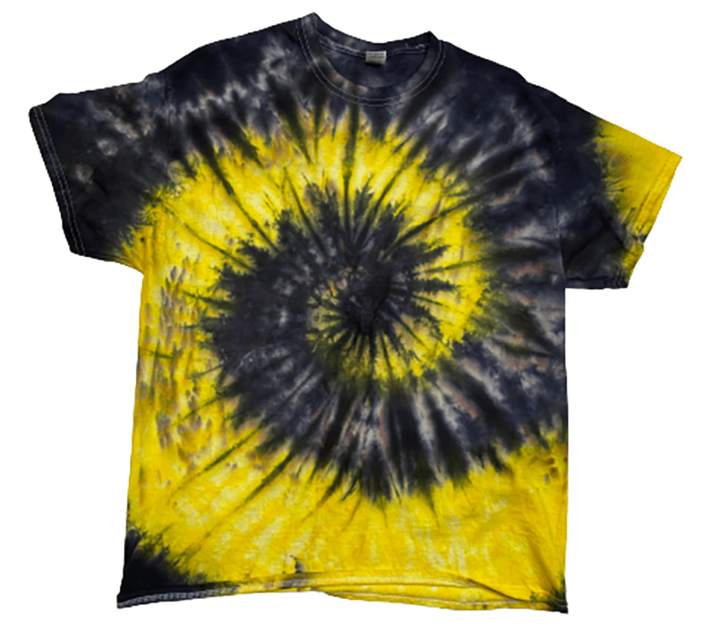Handmade Black & Yellow Spiral Tie-Dye T-Shirt - Bold Statement Unisex Tee