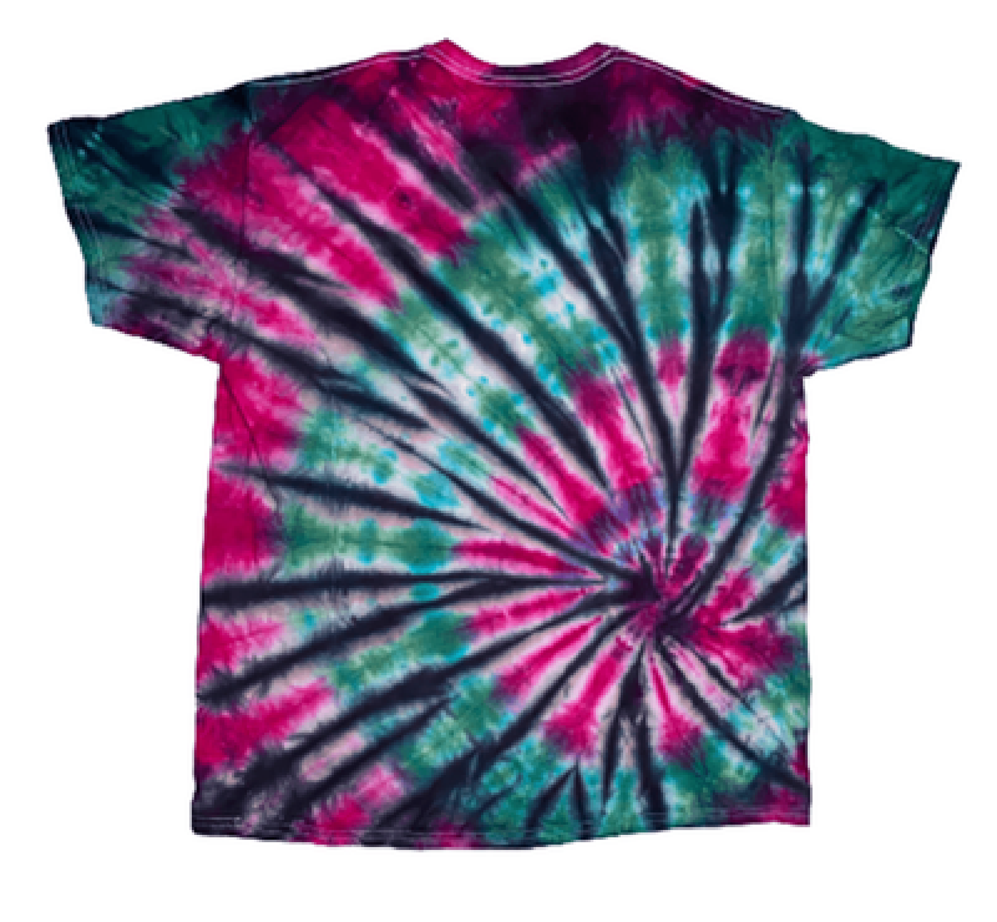 Electric Fuchsia & Green Tie-Dye T-Shirt - Vibrant Retro Hand-Dyed Cotton Tee