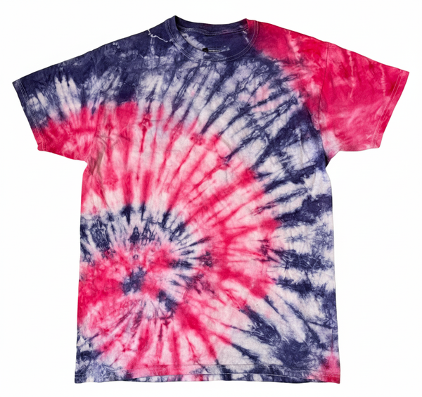 Handcrafted Red and Gray Tie Dye Tee front