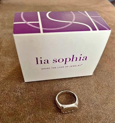 Lia Sophia Amour Love Script Ring Silver Tone - Romantic Sentimental Jewelry