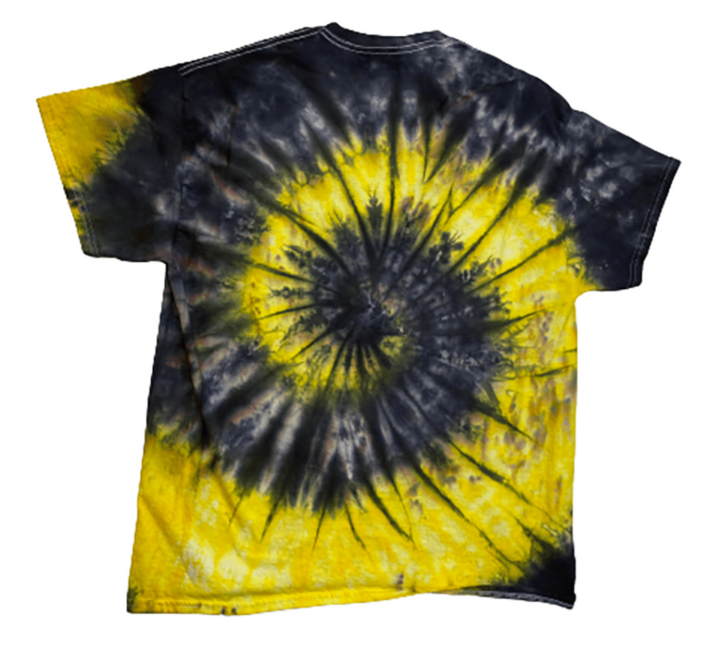 Handmade Black & Yellow Spiral Tie-Dye T-Shirt - Bold Statement Unisex Tee