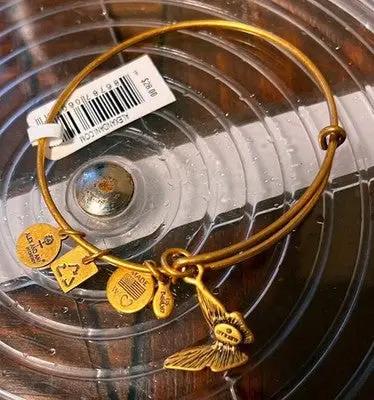 Alex and Ani Butterfly Charm Bangle Gold Tone - Renewal & Strength Expandable Bracelet