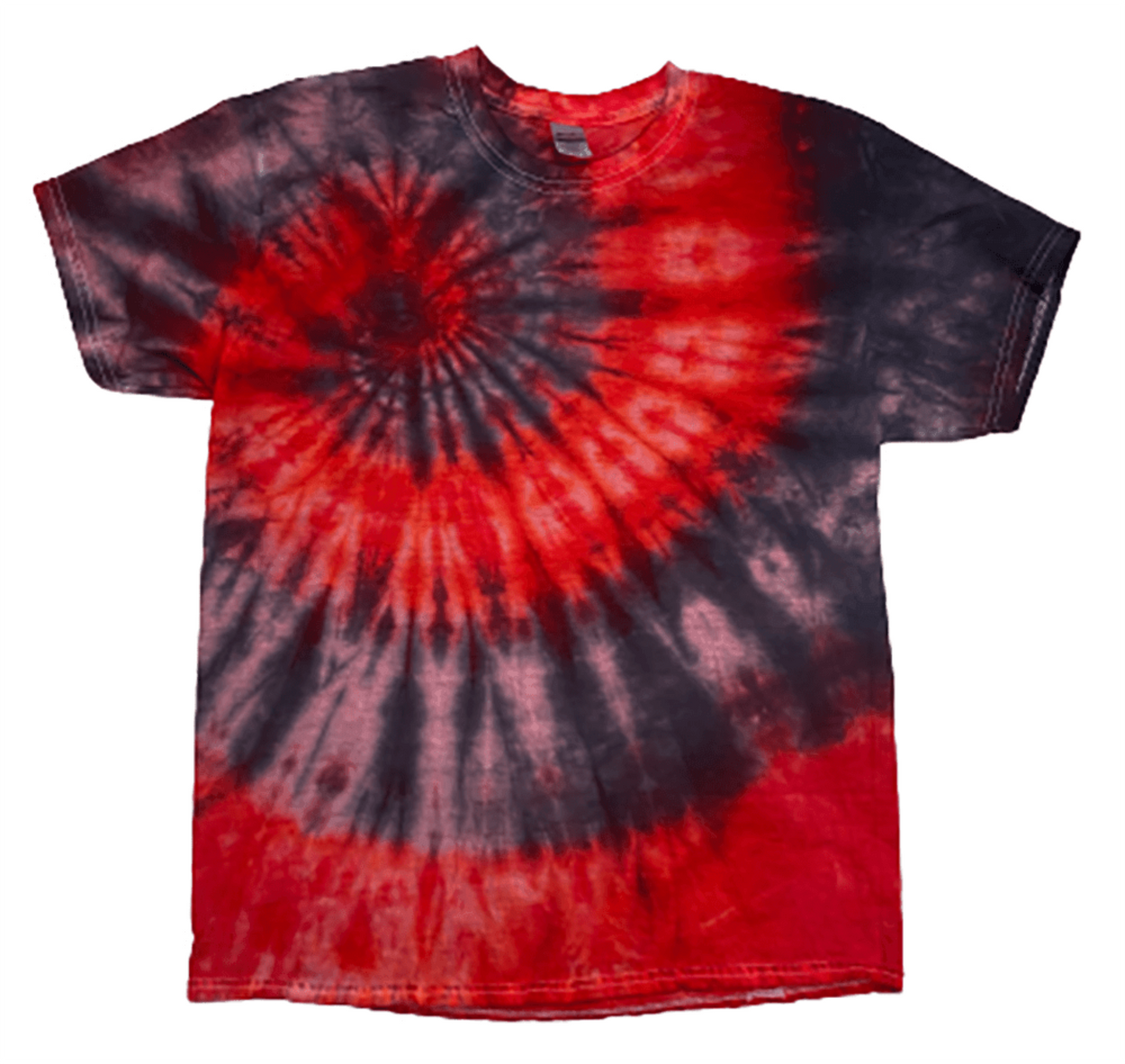 Lava Flow Spiral Tie-Dye T-Shirt - Red & Gray Custom Dyed Boho Tee