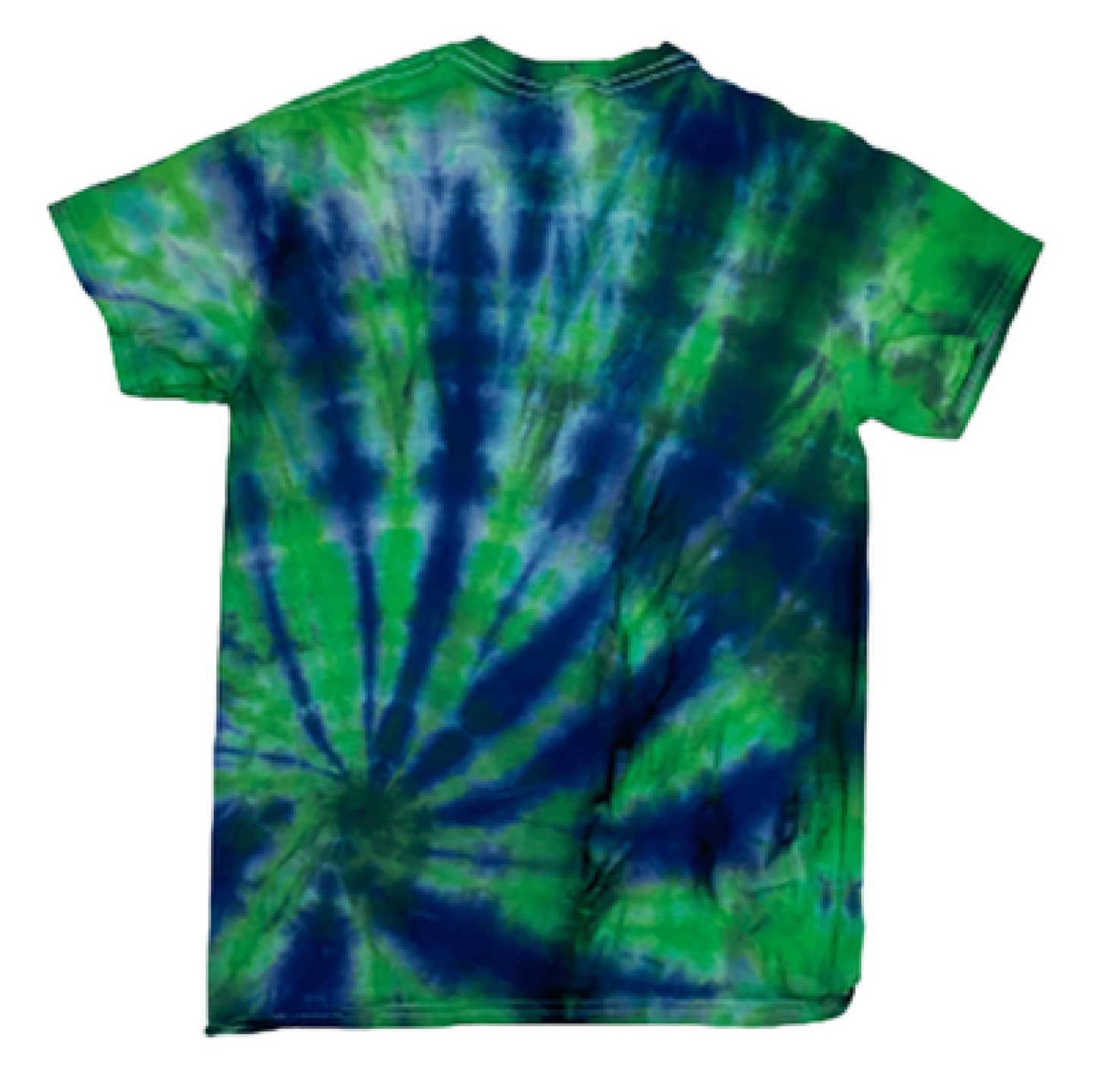 Earth Tie-Dye T-Shirt Blue & Green - Nature Inspired Radiating Pattern Hand-Dyed Tee