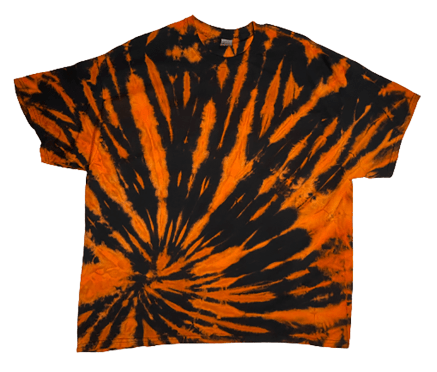 Tiger Stripe Reverse Tie-Dye T-Shirt - Bold Orange & Black Alternative Fashion