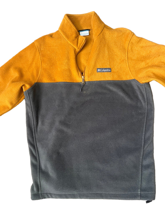 Used Columbia Fleece Pullover Men's M - Gold & Grey 1/4 Zip front