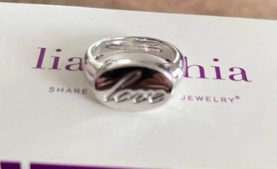 Lia Sophia Amour Love Script Ring Silver Tone - Romantic Sentimental Jewelry