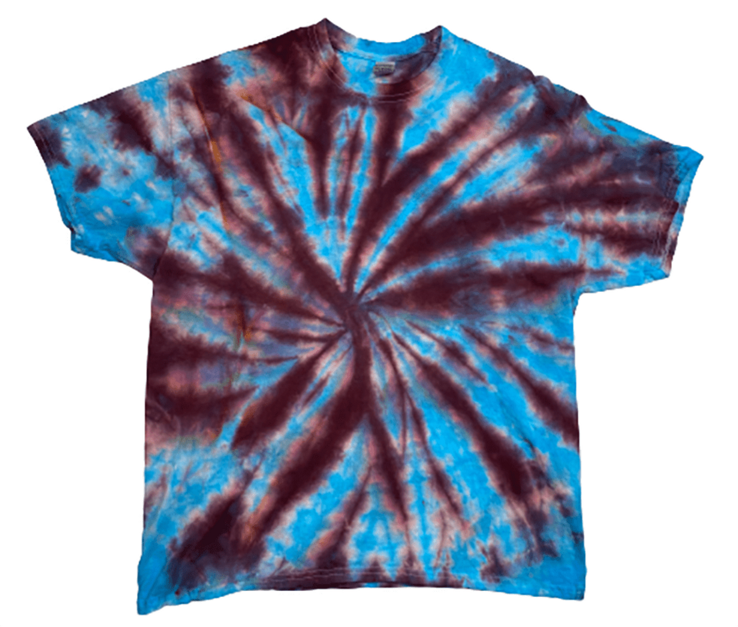 Garnet River Spiral Tie-Dye T-Shirt - Burgundy & Sky Blue Hand-Dyed Columbus Ohio