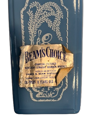Vintage 1965 Jim Beam Shepherd Cameo Blue Milk Glass Decanter - Collectible Whiskey Bottle