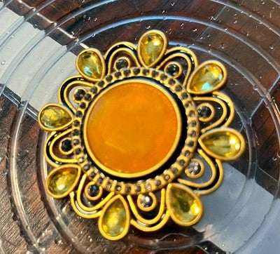 Lia Sophia Windsor Yellow Crystal Statement Brooch - Vintage Floral Pin with Box