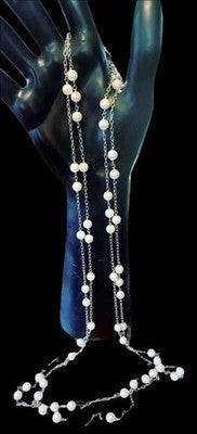 Lia Sophia High Tea Pearl Necklace Double Strand Silver Tone - New in Box