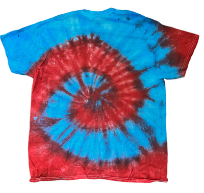 Fire & Ice Tie-Dye T-Shirt - Red Blue Spiral Hand-Dyed Cotton Tee