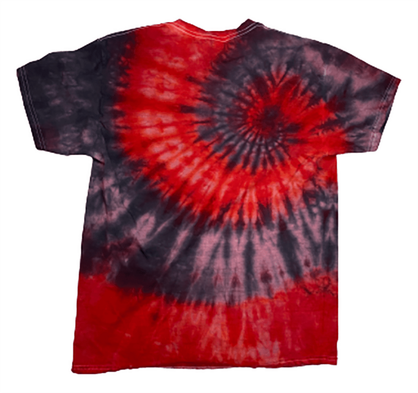 Lava Flow Spiral Tie-Dye T-Shirt - Red & Gray Custom Dyed Boho Tee