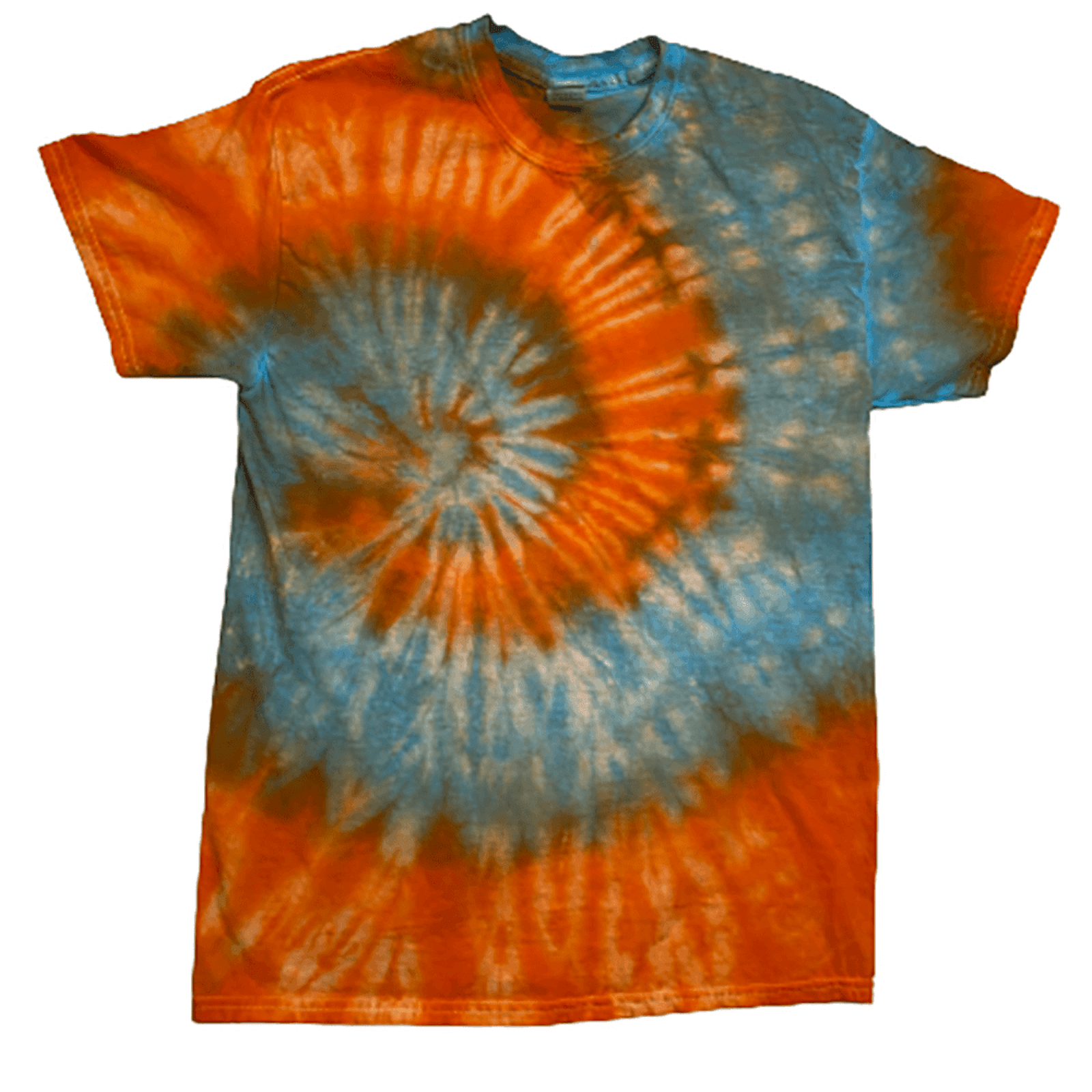 Orange & Blue Tie-Dye T-Shirt | Rustic Spiral Tee - Image 2